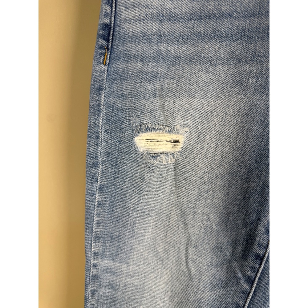 Vervet Blue Distressed High Rise Raw Hem Cropped Straight Jeans 26 - Picture 4 of 10